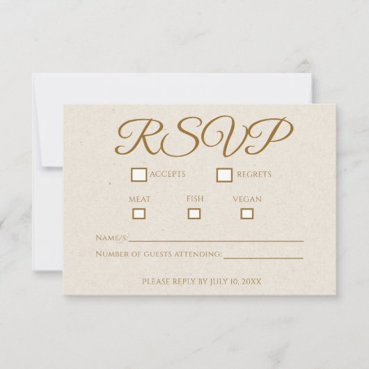 Elegant Gold Script Wedding RSVP-kaart RSVP Kaartje (Voorkant)