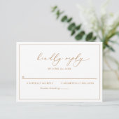 Elegant Gold Script Wedding RSVP-kaart RSVP Kaartje (Staand voorkant)