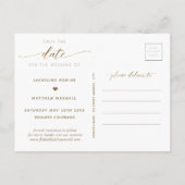 Elegant Gold Script, Wedding Save the Date P Briefkaart (Achterkant)