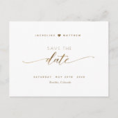 Elegant Gold Script, Wedding Save the Date P Briefkaart (Voorkant)