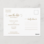 Elegant Gold Script Wedding Save the Date Photo Briefkaart (Achterkant)