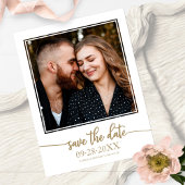 Elegant Gold Script Wedding Save the Date Photo Briefkaart