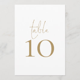 Elegant Gold Script Wedding Table Number Kaart