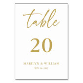 Elegant Gold Script Wedding Table Number Kaart (Voorkant)