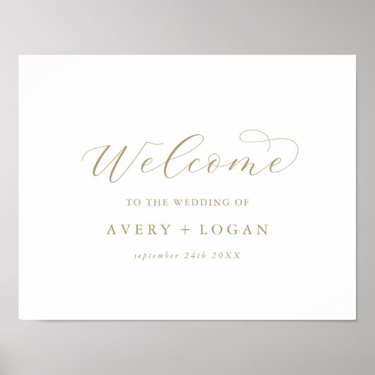 Elegant Gold Script Wedding Welcome Poster (Voorkant)