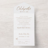 Elegant Gold Script Weduwen Ontvangen All In One Uitnodiging (Binnen)