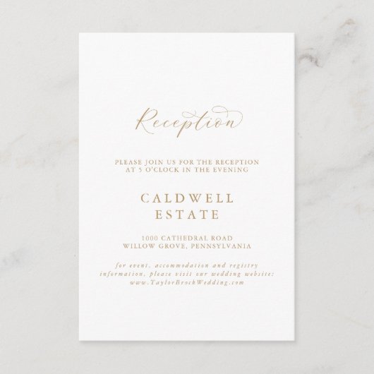 Elegant Gold Script Weduwen Ontvangen Informatiekaartje (Voorkant)