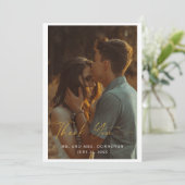 Elegant Gold Script Weduwfoto Hartelijk dank kaart (Staand voorkant)