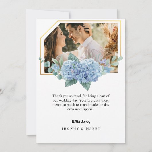 Elegant Gold Script Weduwfoto Hartelijk dank kaart (Achterkant)