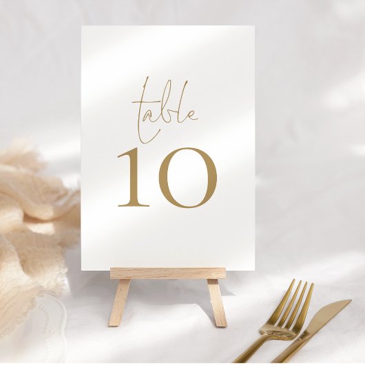Elegant Gold Script Weduwtable Number Kaart