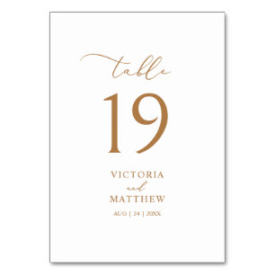 Elegant Gold Script Weduwtable Number Kaart