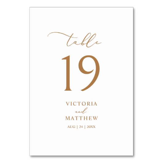 Elegant Gold Script Weduwtable Number Kaart (Voorkant)