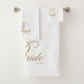 Elegant Gold Script White Bride Bath-handdoekset Bad Handdoek (Insitu)