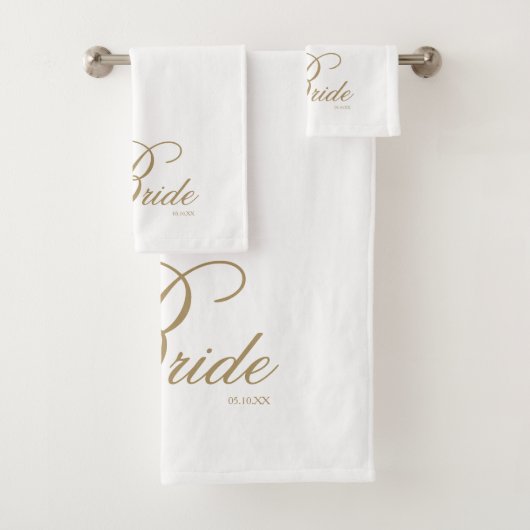 Elegant Gold Script White Bride Bath-handdoekset Bad Handdoek (Insitu)