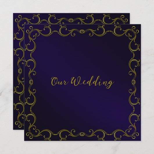 Elegant Gold Scroll Border Wedding Uitnodiging (Voorkant / Achterkant)