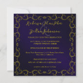 Elegant Gold Scroll Border Wedding Uitnodiging (Achterkant)