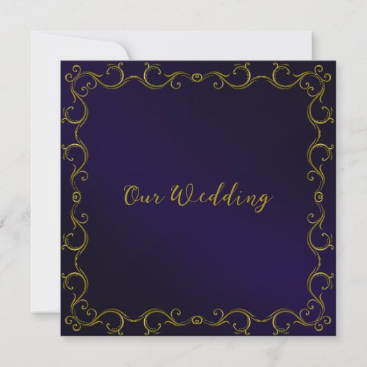 Elegant Gold Scroll Border Wedding Uitnodiging (Voorkant)