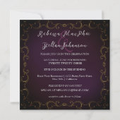 Elegant Gold Scroll Border Wedding Uitnodiging (Achterkant)