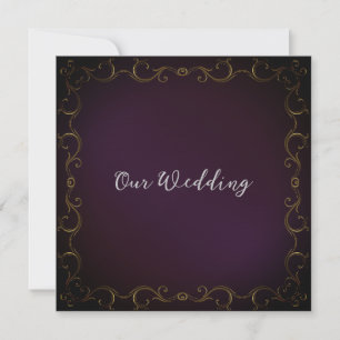 Elegant Gold Scroll Border Wedding Uitnodiging