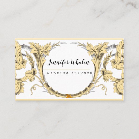 Elegant Gold Scroll Floral Custom Visitekaartje (Voorkant)