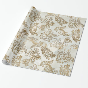 Elegant  Gold Scroll op Faux Marble Cadeaupapier