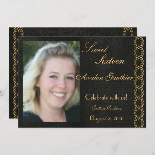 Elegant Gold Scroll Photo All Occasion Invitation Kaart (Voorkant / Achterkant)