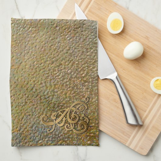 Elegant Gold Scroll | Silver Gold Metal Kijk Theedoek (Quarter Fold)