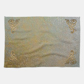 Elegant Gold Scroll | Silver Gold Metal Kijk Theedoek (Horizontaal)