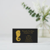 Elegant Gold Seahorse Zwart Goud Visitekaartje (Staand voorkant)