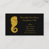 Elegant Gold Seahorse Zwart Goud Visitekaartje (Voorkant)