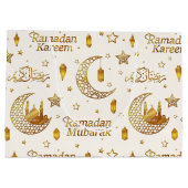 Elegant Gold Seamless Ramadan Greeting Arabic Groot Cadeauzakje (Achterkant)