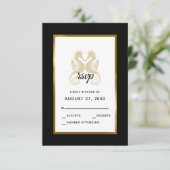Elegant Gold Seapaarden Modern Tropical Wedding RSVP Kaartje (Staand voorkant)