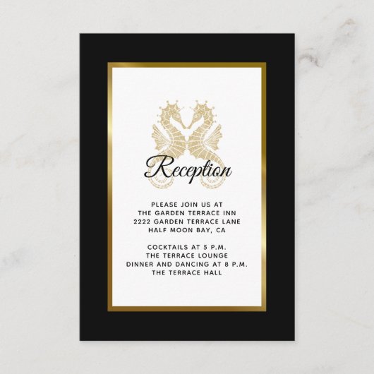 Elegant Gold Seapaarden Tropical Weduwen Reception Informatiekaartje (Voorkant)