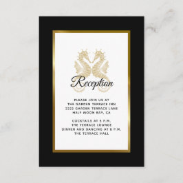 Elegant Gold Seapaarden Tropical Weduwen Reception Informatiekaartje