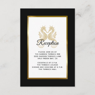 Elegant Gold Seapaarden Tropical Weduwen Reception Informatiekaartje