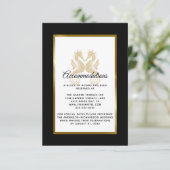 Elegant Gold Seapaarden Wedding Accommodations Informatiekaartje (Staand voorkant)