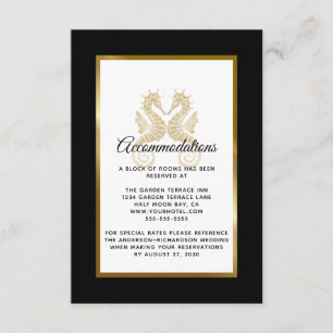 Elegant Gold Seapaarden Wedding Accommodations Informatiekaartje