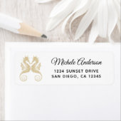 Elegant Gold Seapaarden Wedding Return Address Etiket (Insitu)