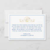 Elegant Gold Seashell Beach Weddenschap Hartelijk  Bedankkaart (Achterkant)