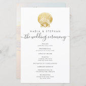 Elegant Gold Seashell Budget Wedding Programme (Voorkant / Achterkant)