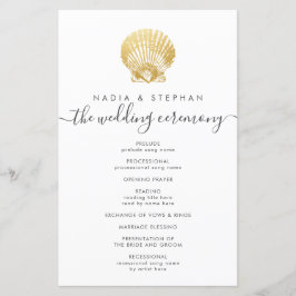 Elegant Gold Seashell Budget Wedding Programme