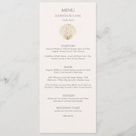 Elegant Gold Seashell Creamy Double Side Wedding Menu
