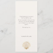Elegant Gold Seashell Creamy Double Side Wedding Menu (Achterkant)