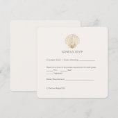 Elegant Gold Seashell Creamy Wedding RSVP (Voorkant / Achterkant)