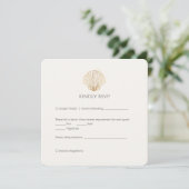 Elegant Gold Seashell Creamy Wedding RSVP (Staand voorkant)