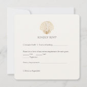 Elegant Gold Seashell Creamy Wedding RSVP (Voorkant)