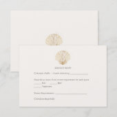 Elegant Gold Seashell Creamy Wedding RSVP (Voorkant / Achterkant)