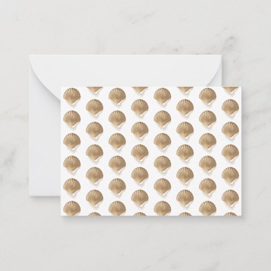Elegant Gold Seashell & Pearls Custom Name Coastal Notitiekaartje (Achterkant)