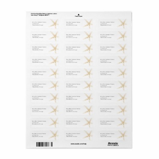 Elegant Gold Seashell Return Address Labels (Full Sheet)