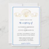 Elegant Gold Seashell Waves Wedding Kaart (Voorkant)